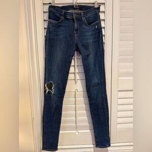 DL1961 Dark Blue Distressed Skinny Jeans